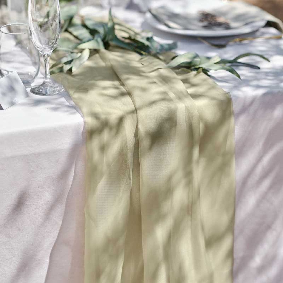 Sage Green Fabric Table Runner - 4m