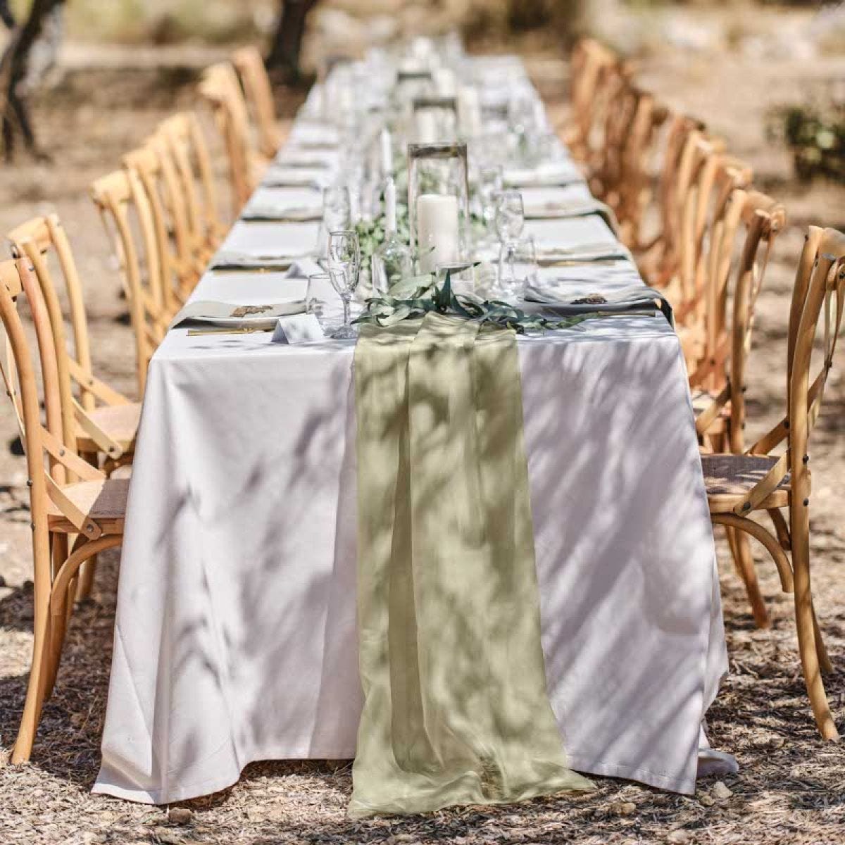 Sage Green Fabric Table Runner - 4m