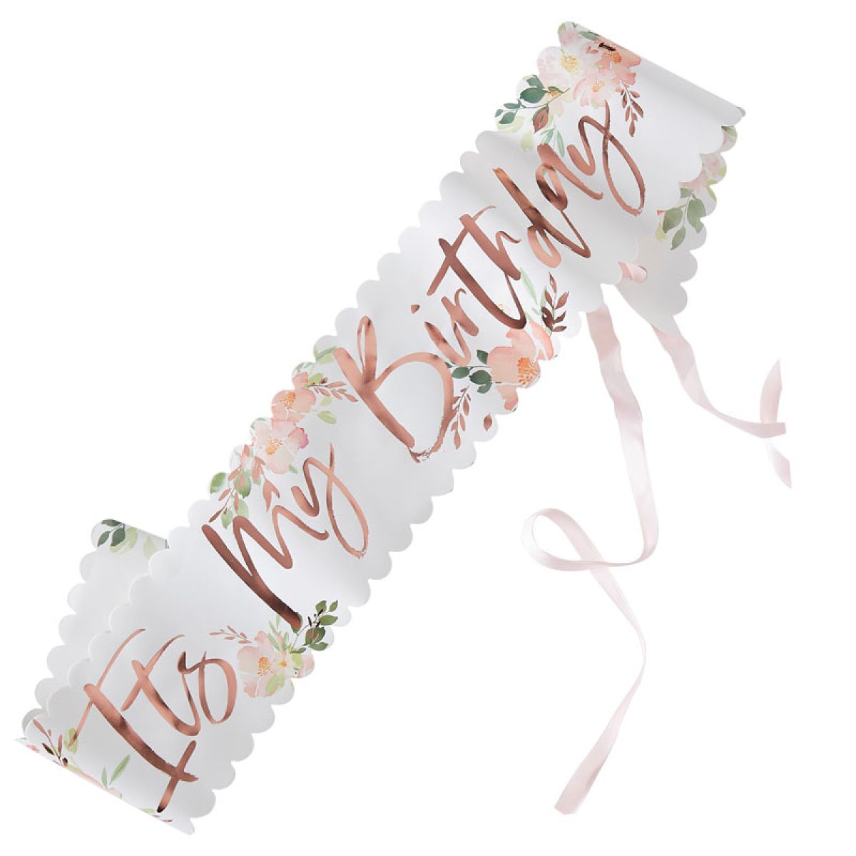 Rose Gold &apos;It&apos;s My Birthday&apos; Floral Party Sash