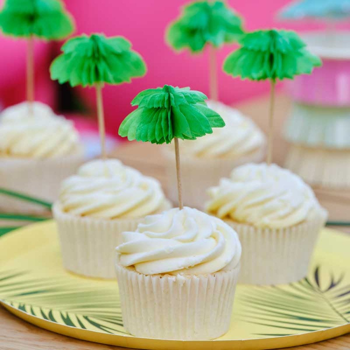 Hawaiian Honeycomb Palm Trees Cupcake Toppers (6pk)