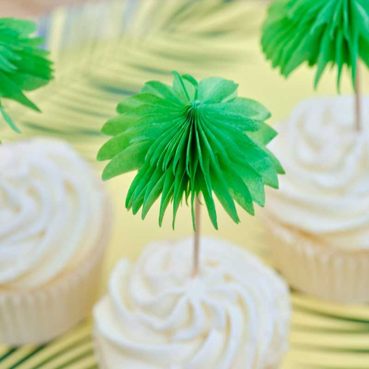 Hawaiian Honeycomb Palm Trees Cupcake Toppers (6pk)