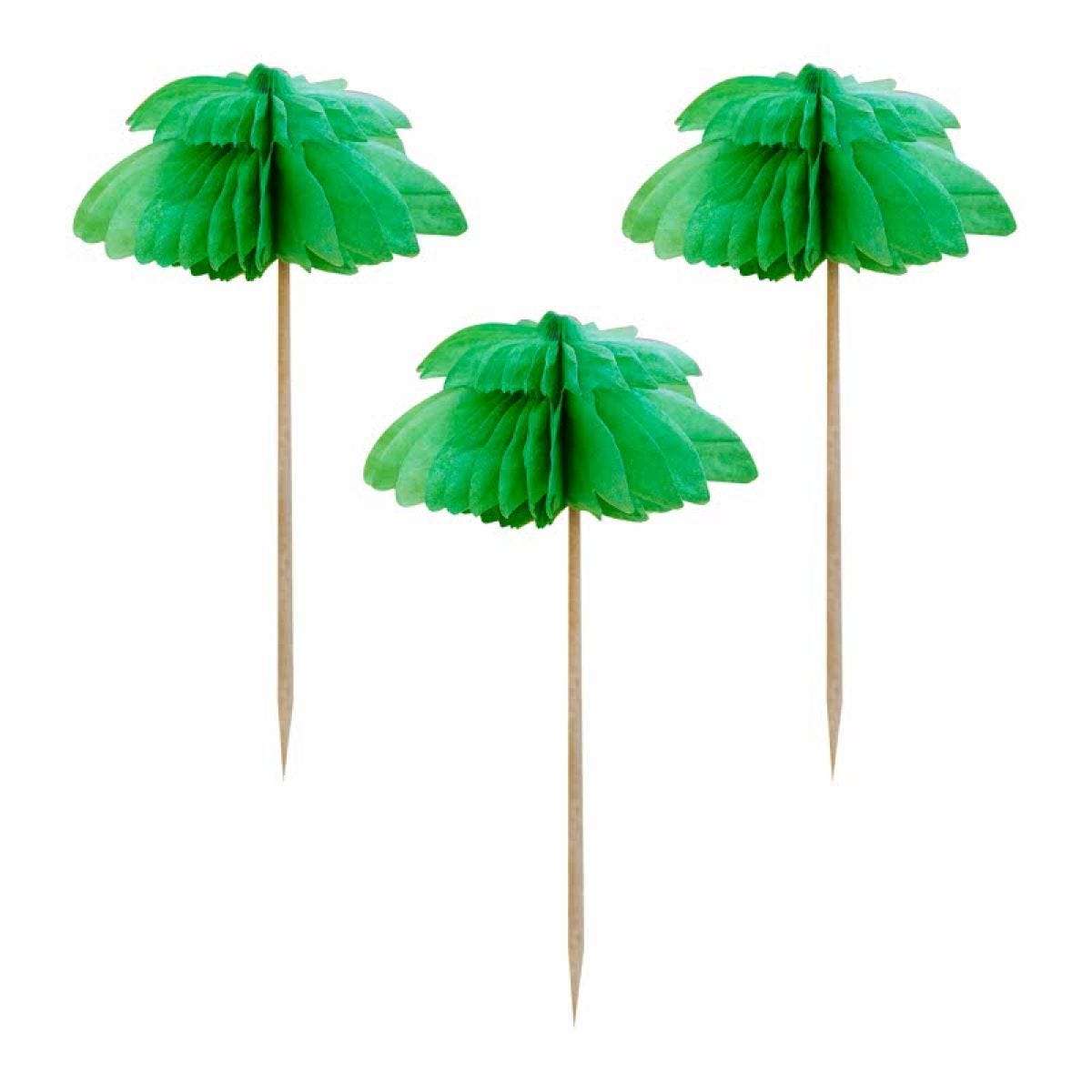 Hawaiian Honeycomb Palm Trees Cupcake Toppers (6pk)