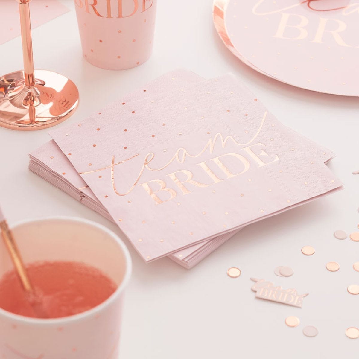 Rose Gold Team Bride Paper Napkins - 33cm (16pk)