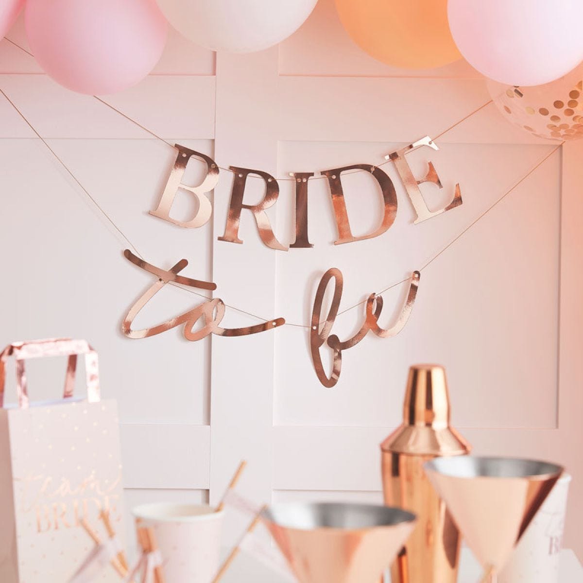 Rose Gold &apos;Bride To Be&apos; Paper Banner - 1.5m