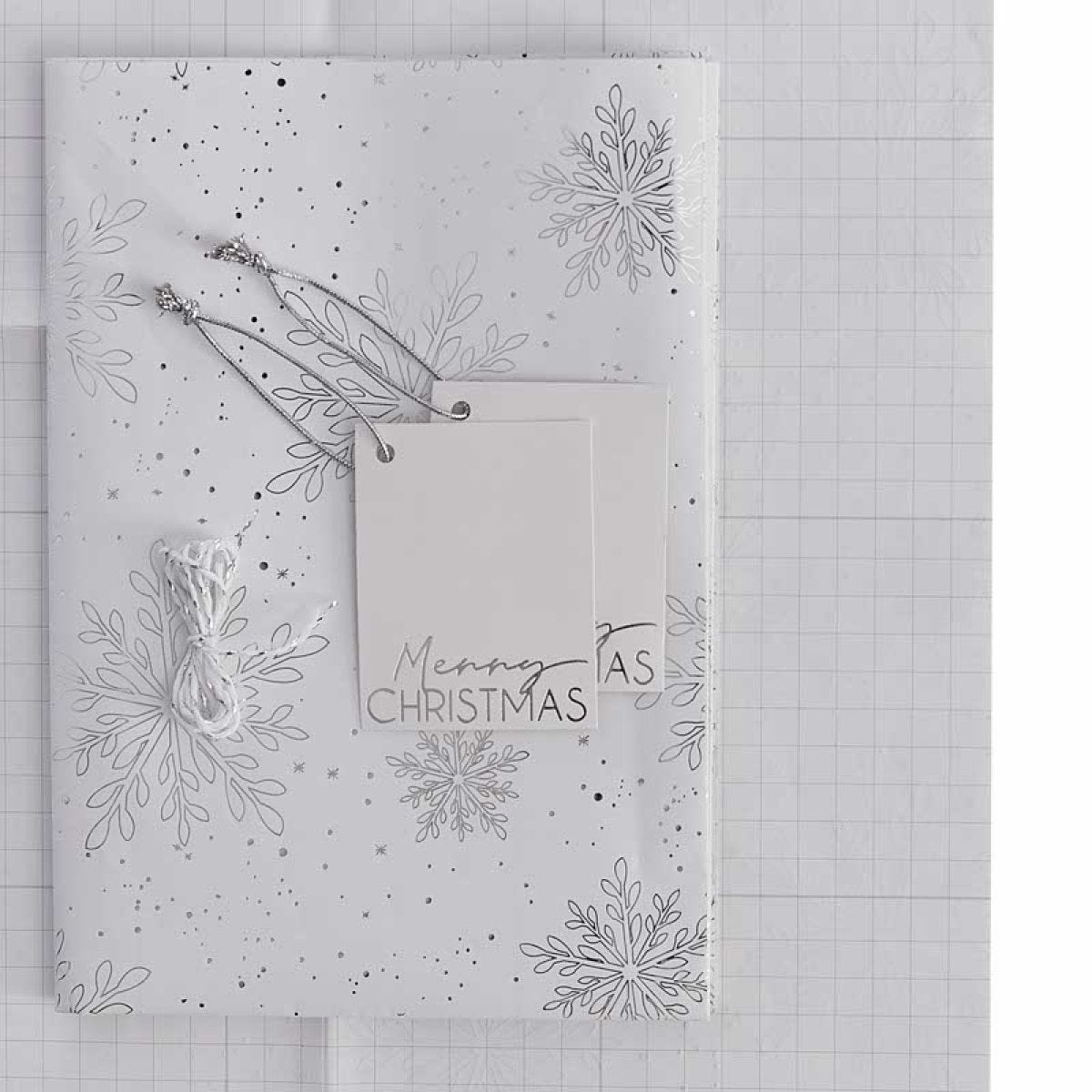 Silver Foiled Snowflake Christmas Wrapping Paper Kit