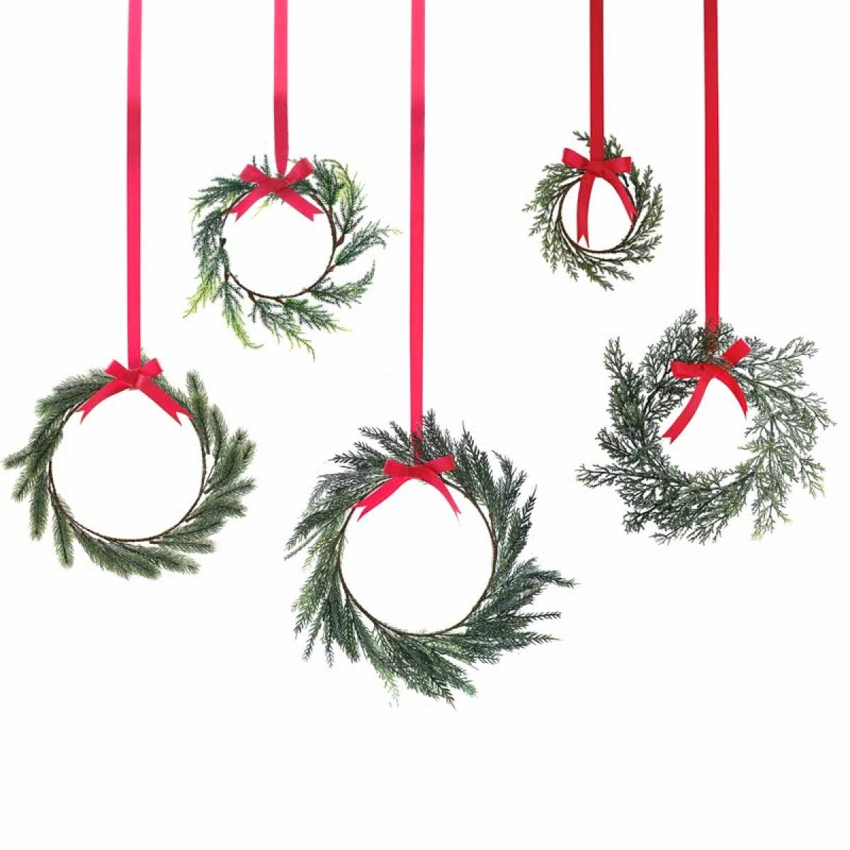Christmas Foliage Wreath Hanging Decorations (5pk)