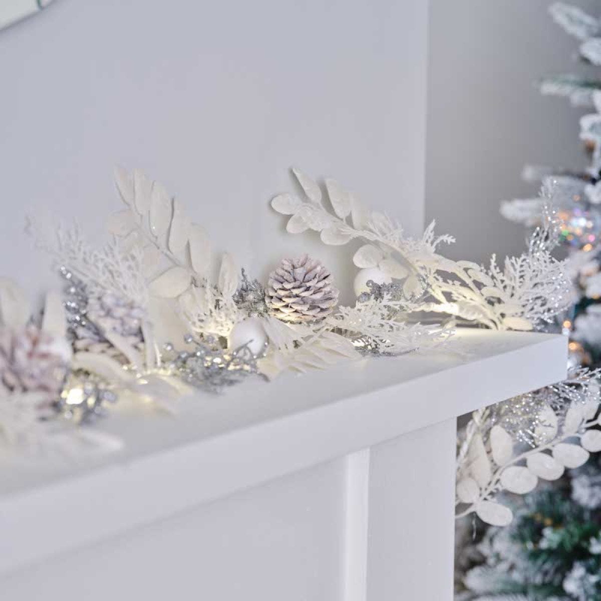 White & Silver Berry Foliage Garland - 1.8m