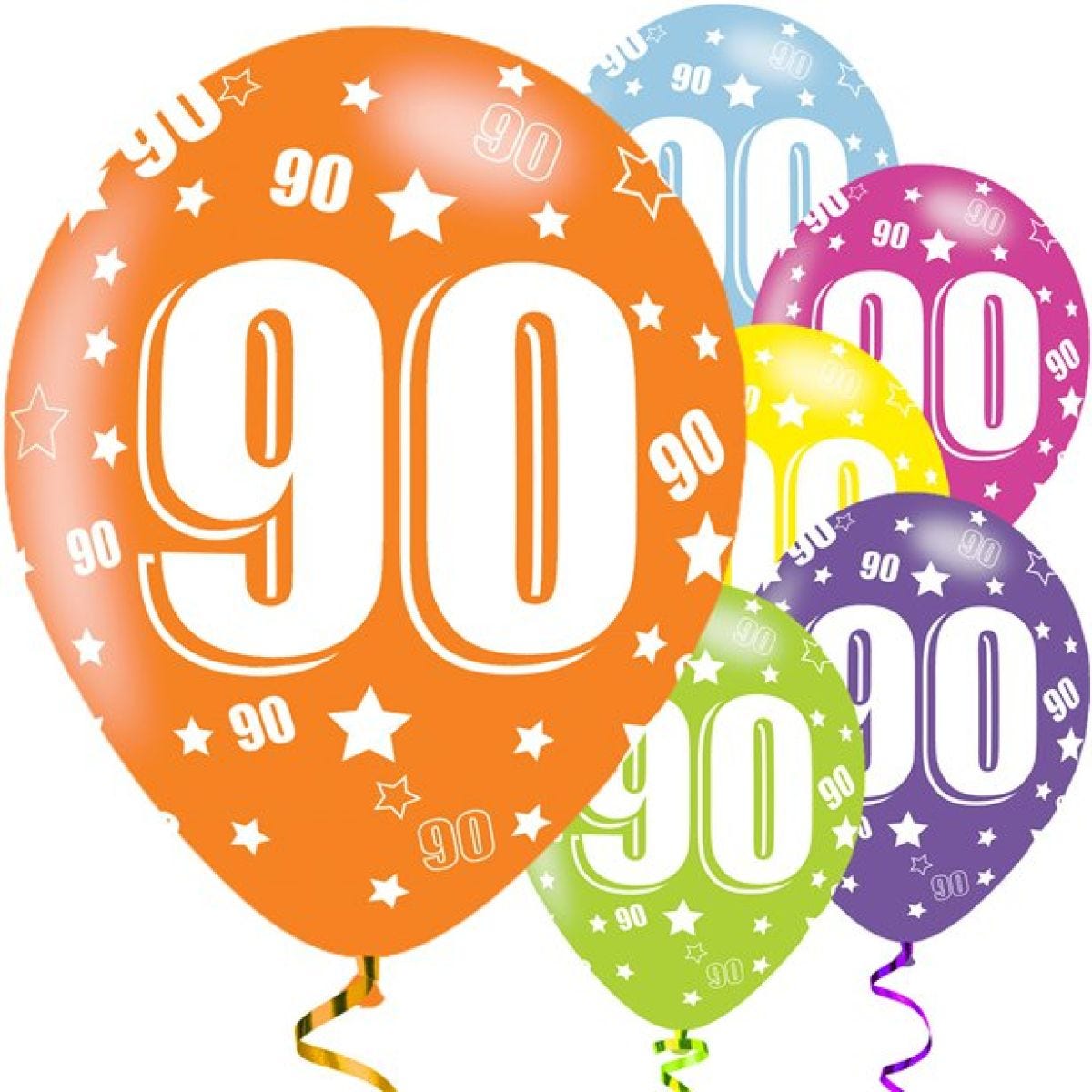 90th Birthday Assorted Balloons - 11&apos;&apos; Latex (6pk)