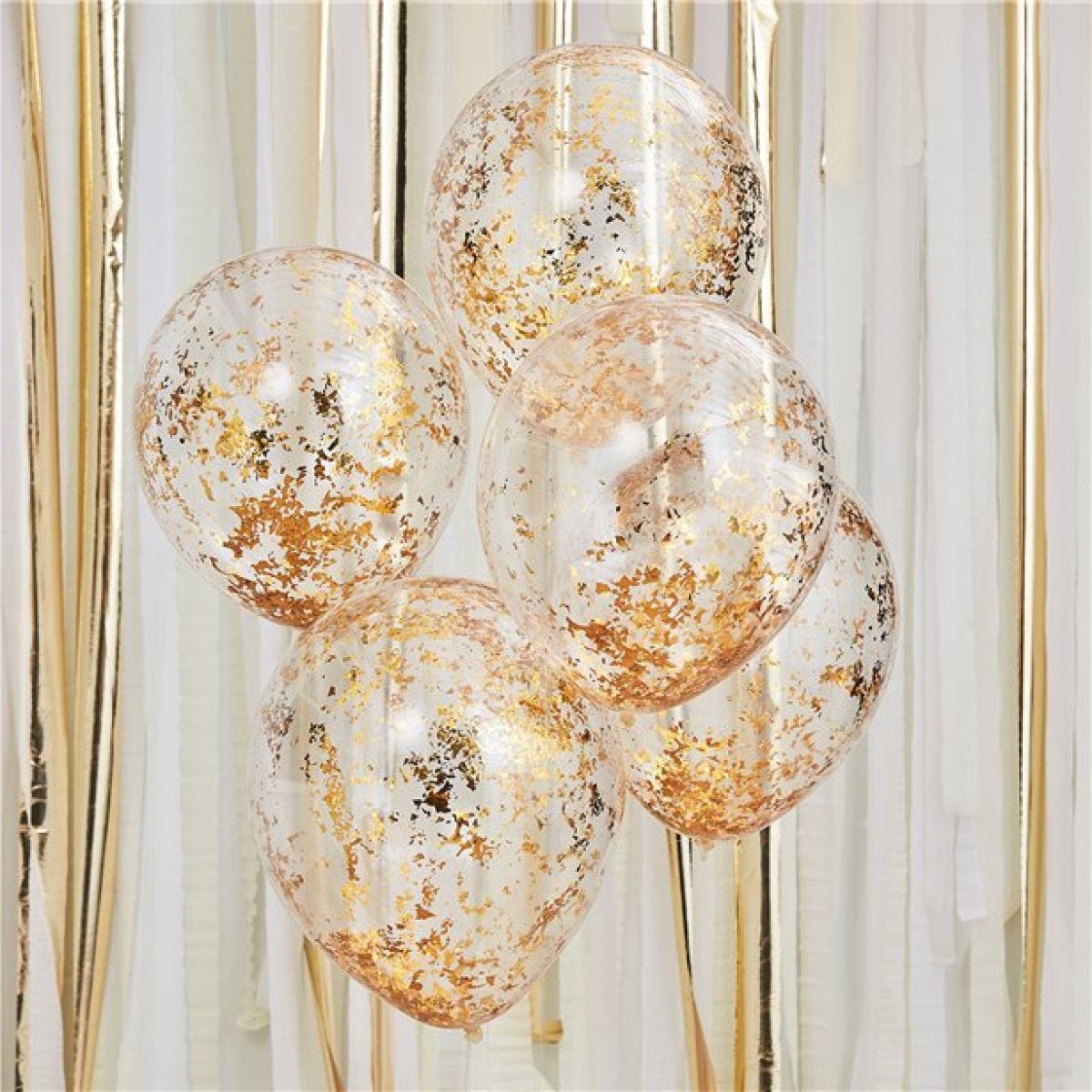 Gold Shredded Confetti Latex Balloons - 12" (5pk)