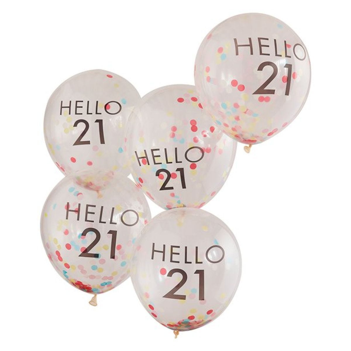 Hello 21 Mix It Up Brights Confetti Latex Balloons - 12" (5pk)