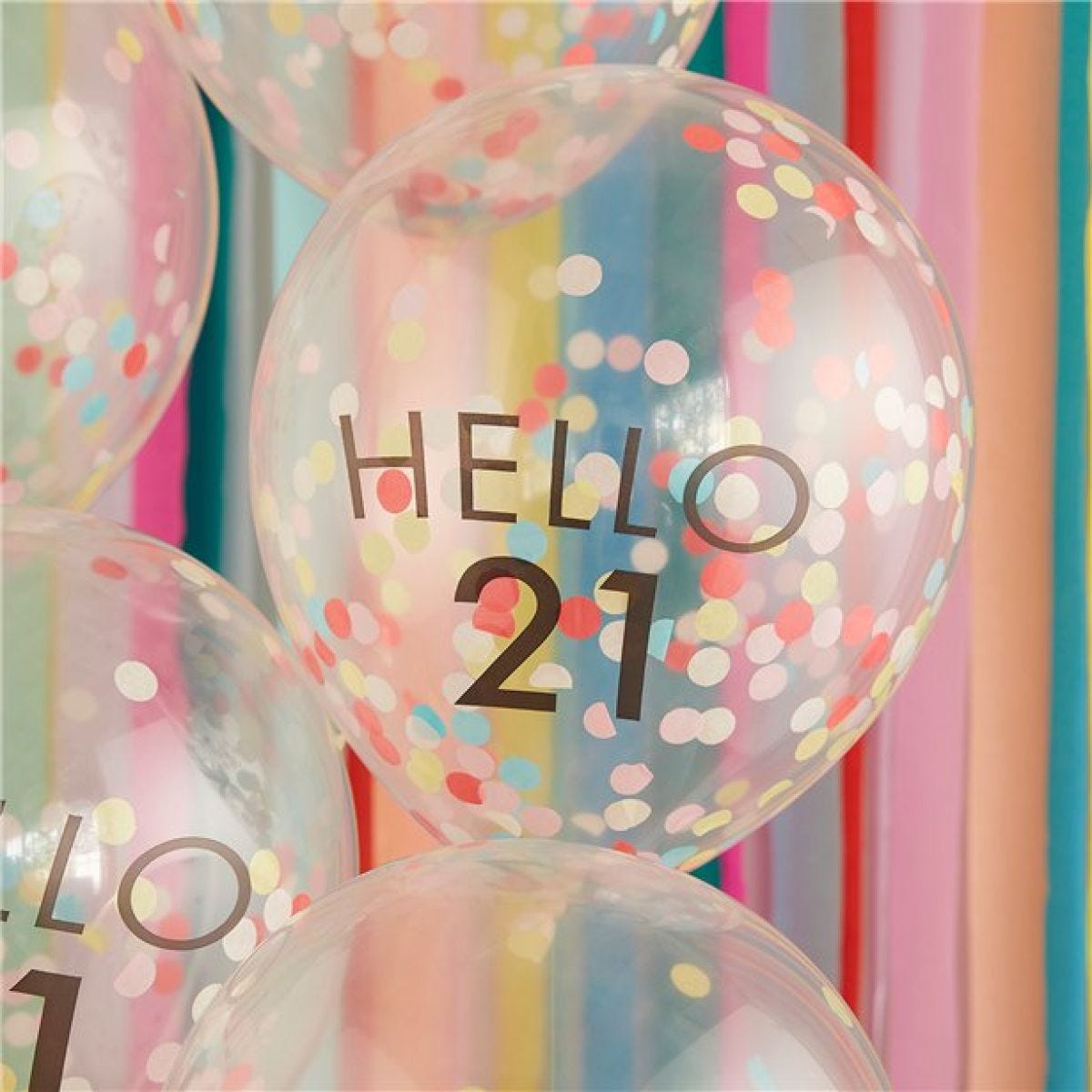Hello 21 Mix It Up Brights Confetti Latex Balloons - 12" (5pk)