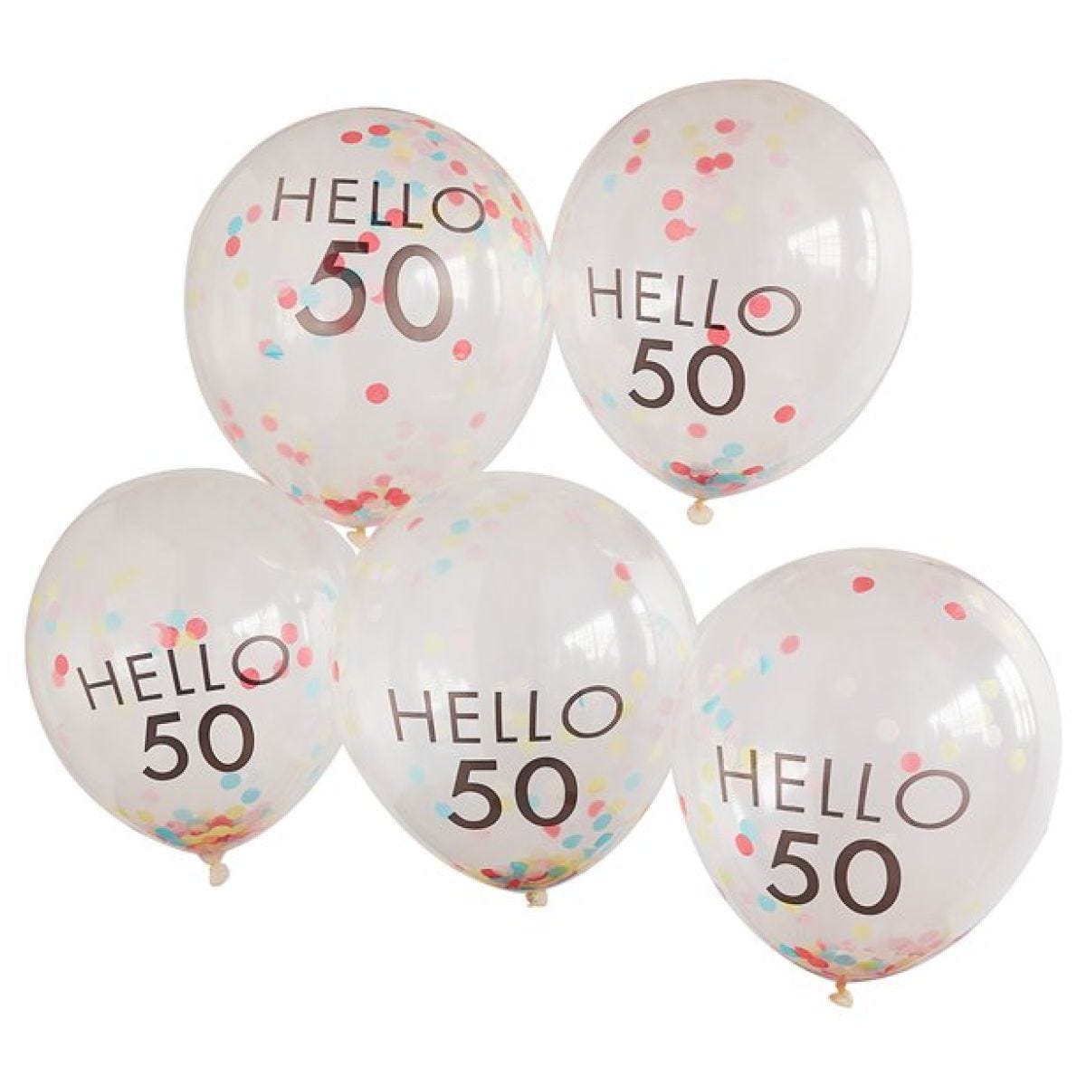 Hello 50 Mix It Up Brights Confetti Latex Balloons - 12" (5pk)
