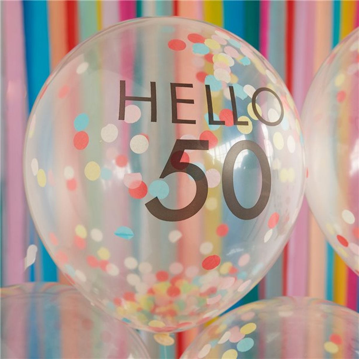 Hello 50 Mix It Up Brights Confetti Latex Balloons - 12" (5pk)