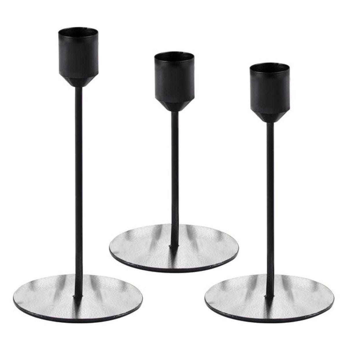 Contemporary Wedding Black Candle Holders (3pk)