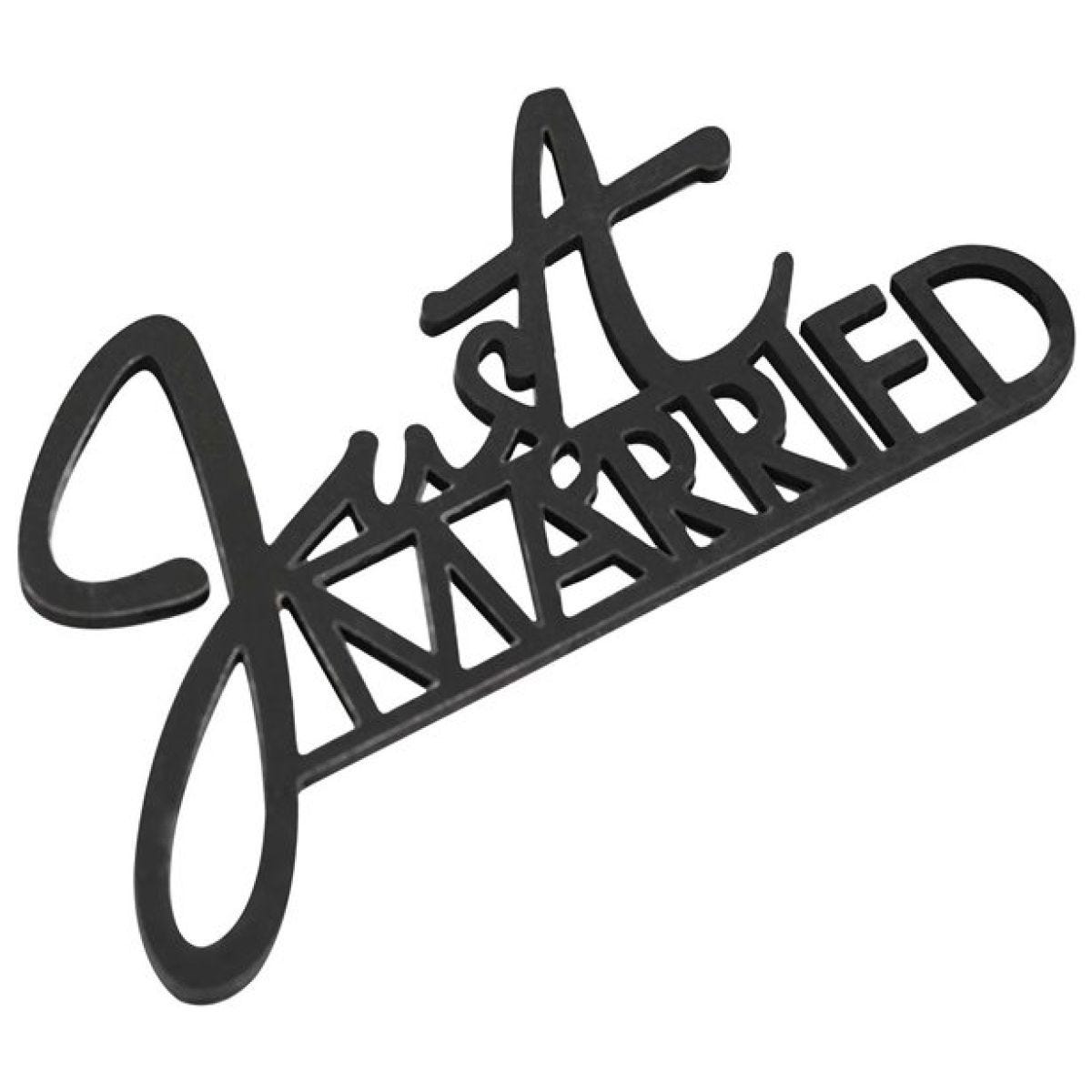 Contemporary Wedding Black Wooden &apos;Just Married&apos; Decoration (6pk)