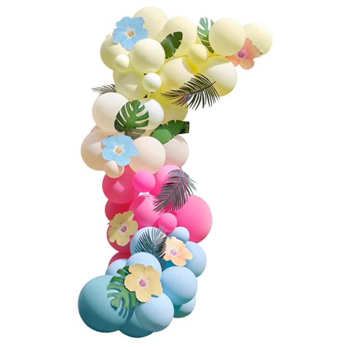 Tiki Tropics Balloon Arch with Faux Foliage - 70 Balloons