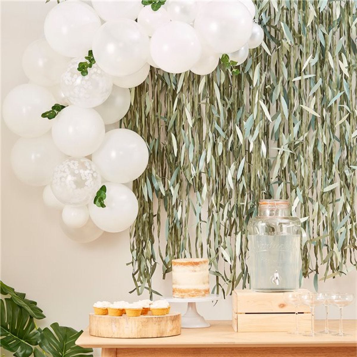 Botanical Baby Mini White Foliage Balloon Arch - 45 Balloons