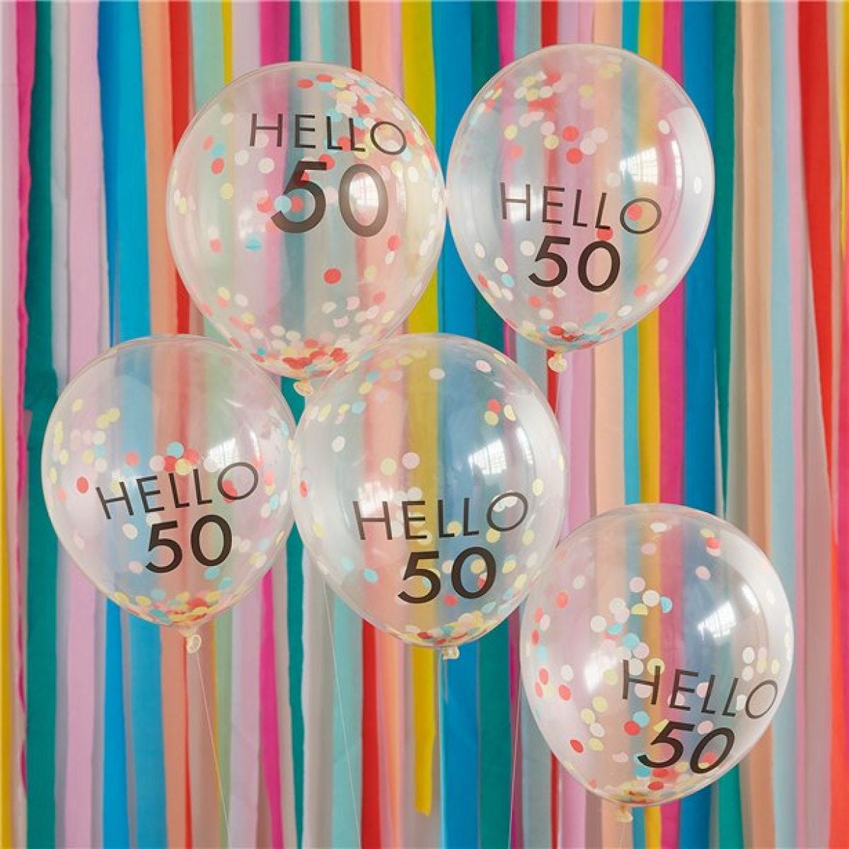 Hello 50 Mix It Up Brights Confetti Latex Balloons - 12" (5pk)