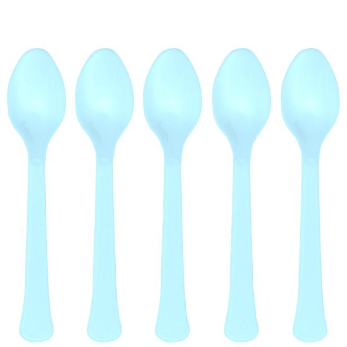 Baby Blue Reusable Plastic Spoons (24pk)