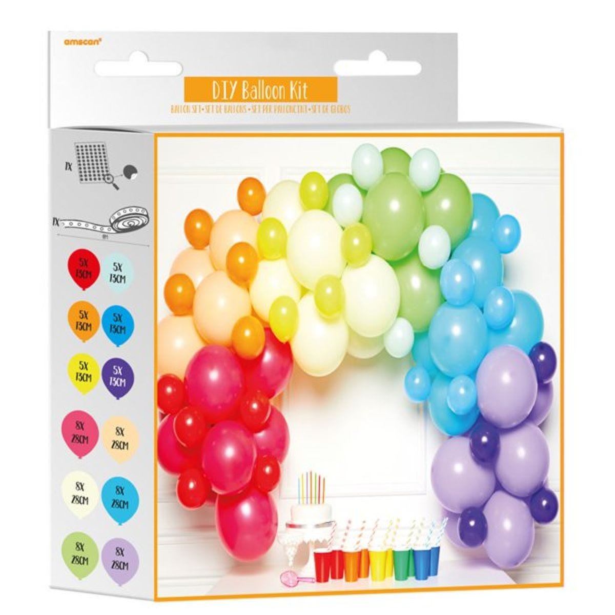 Rainbow Latex Balloon Arch Garland - 78 Balloons