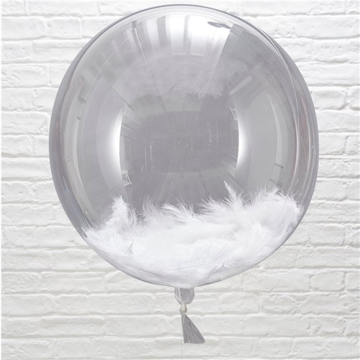 Beautiful Botanics White Feather Filled Orb Balloons - 18" (3pk)