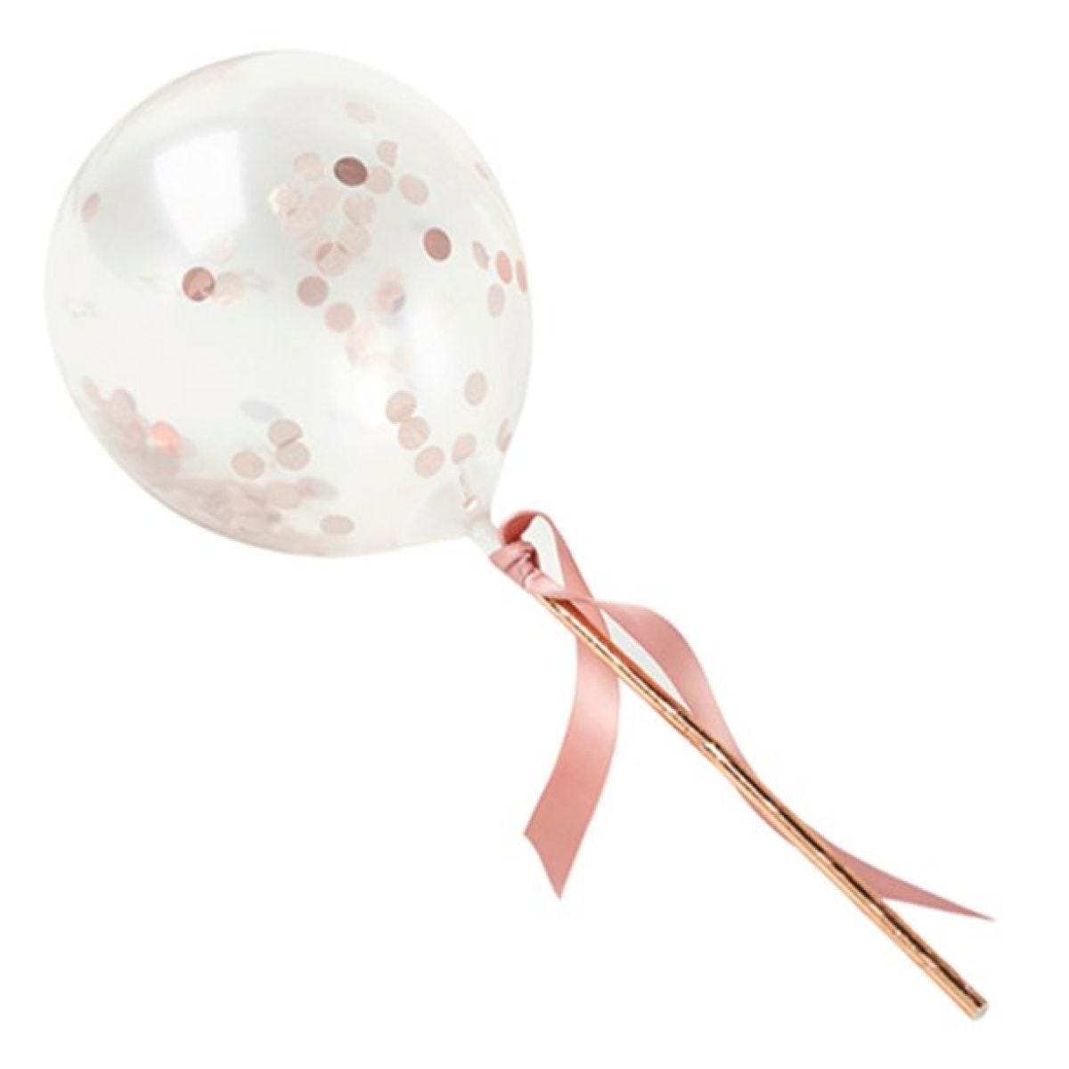 Rose Gold Mini Confetti Balloon Wands - 5" Latex (5pk)