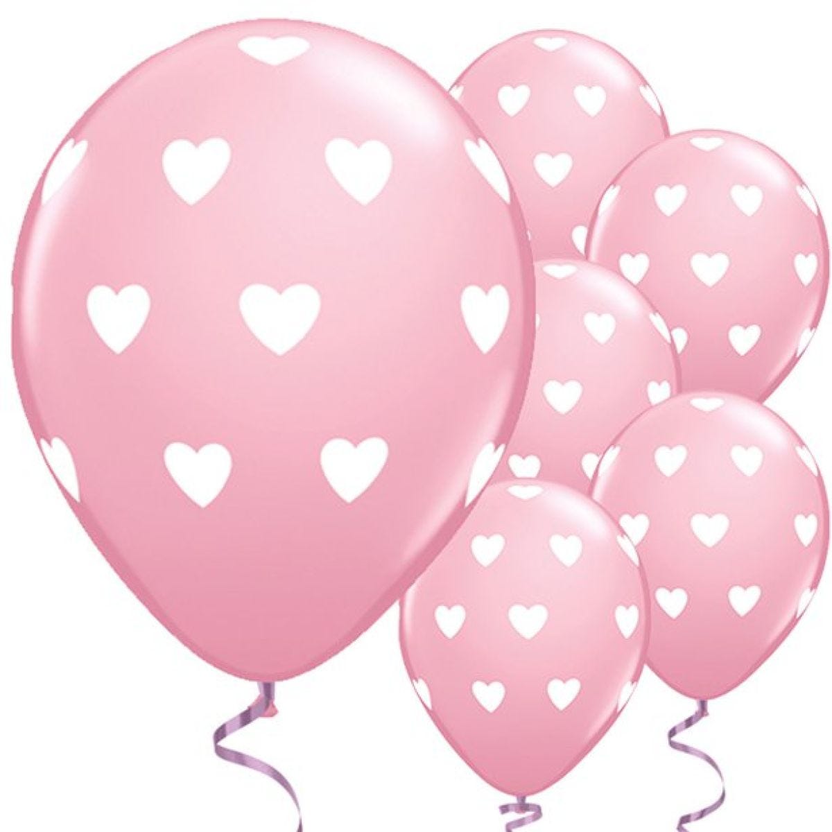 Big Pink Hearts Valentine&apos;s Balloons - 11" Latex (6pk)
