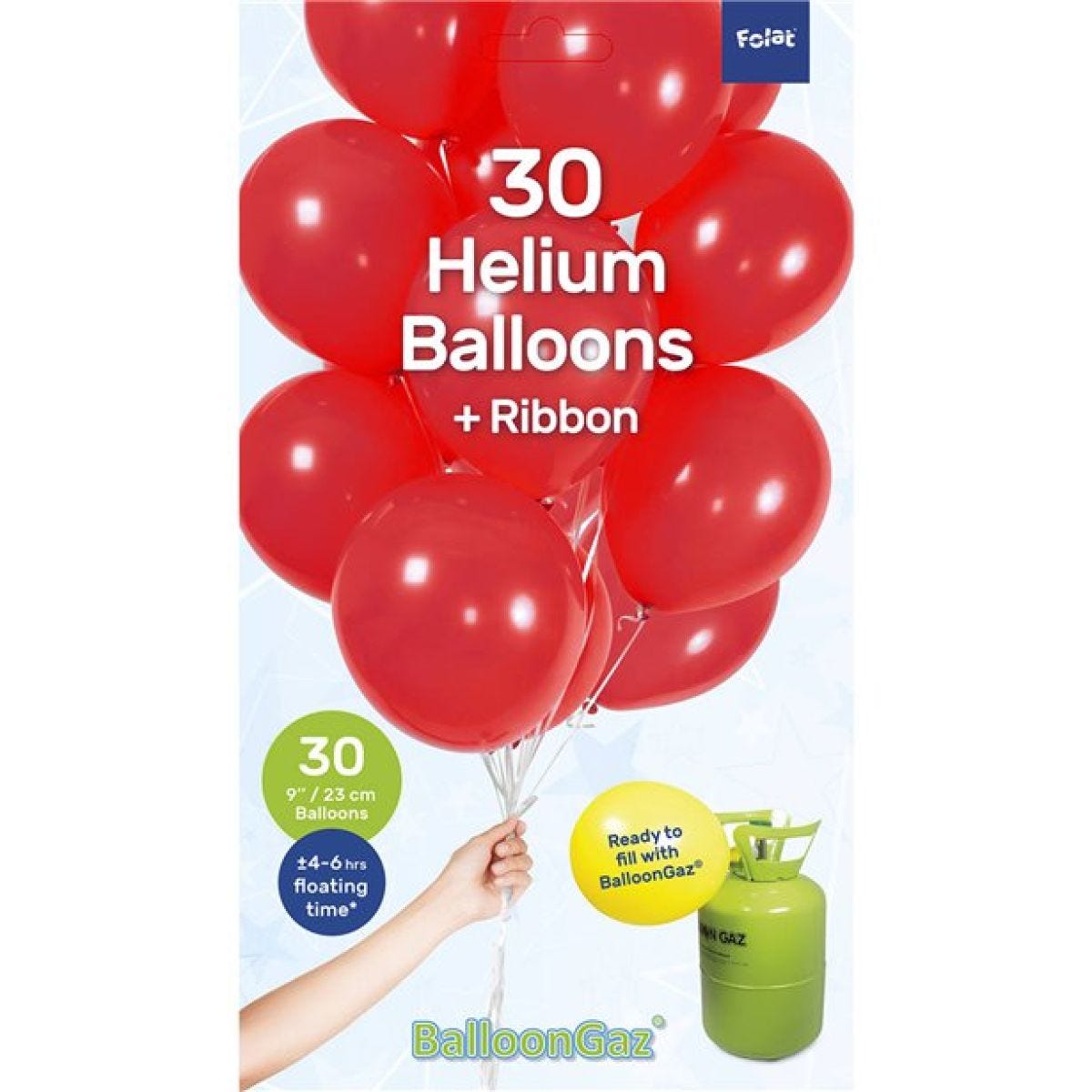 Red Balloons with Ribbon - 9" Latex (30pk)