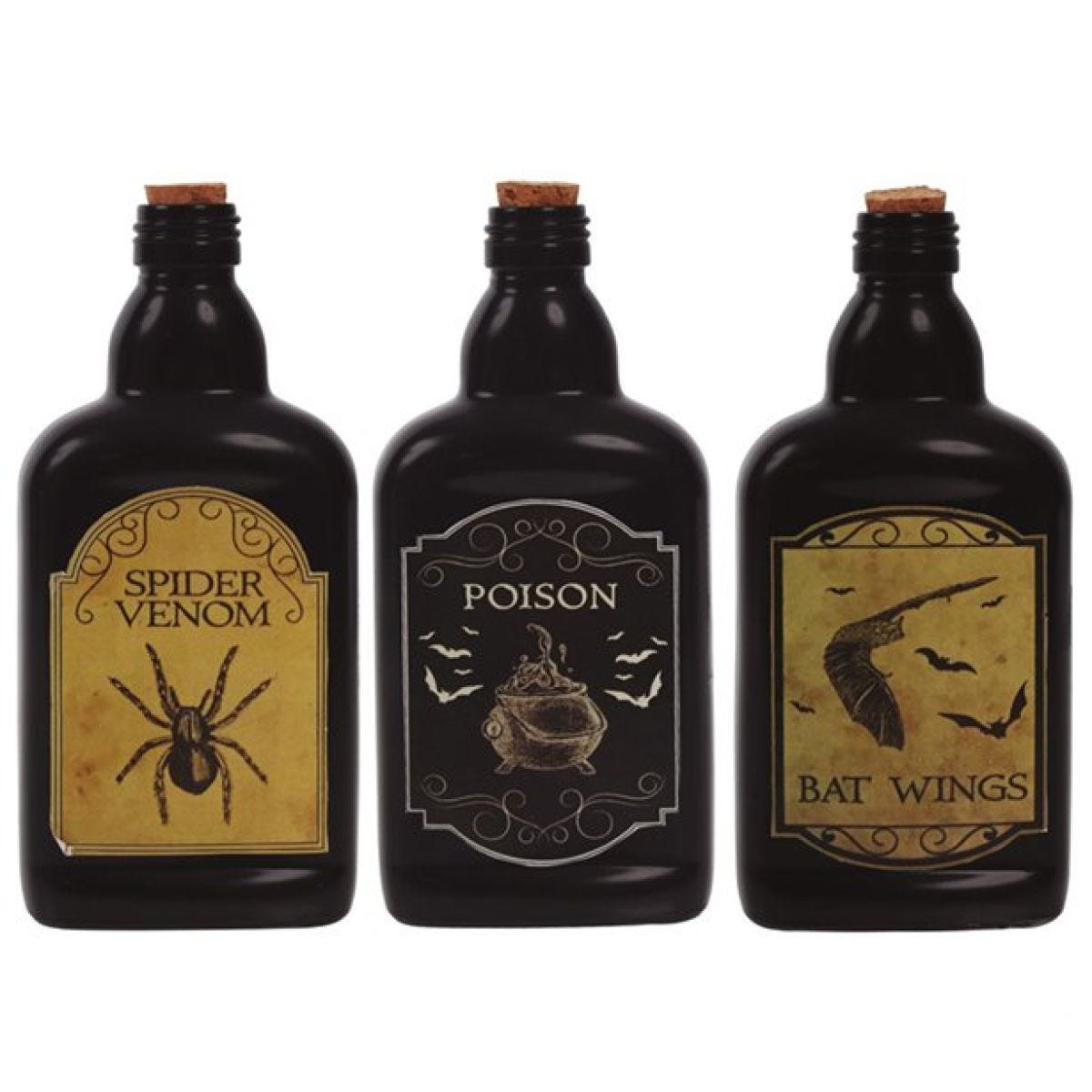 Creepy Glass Bottles - 19cm (3pk)