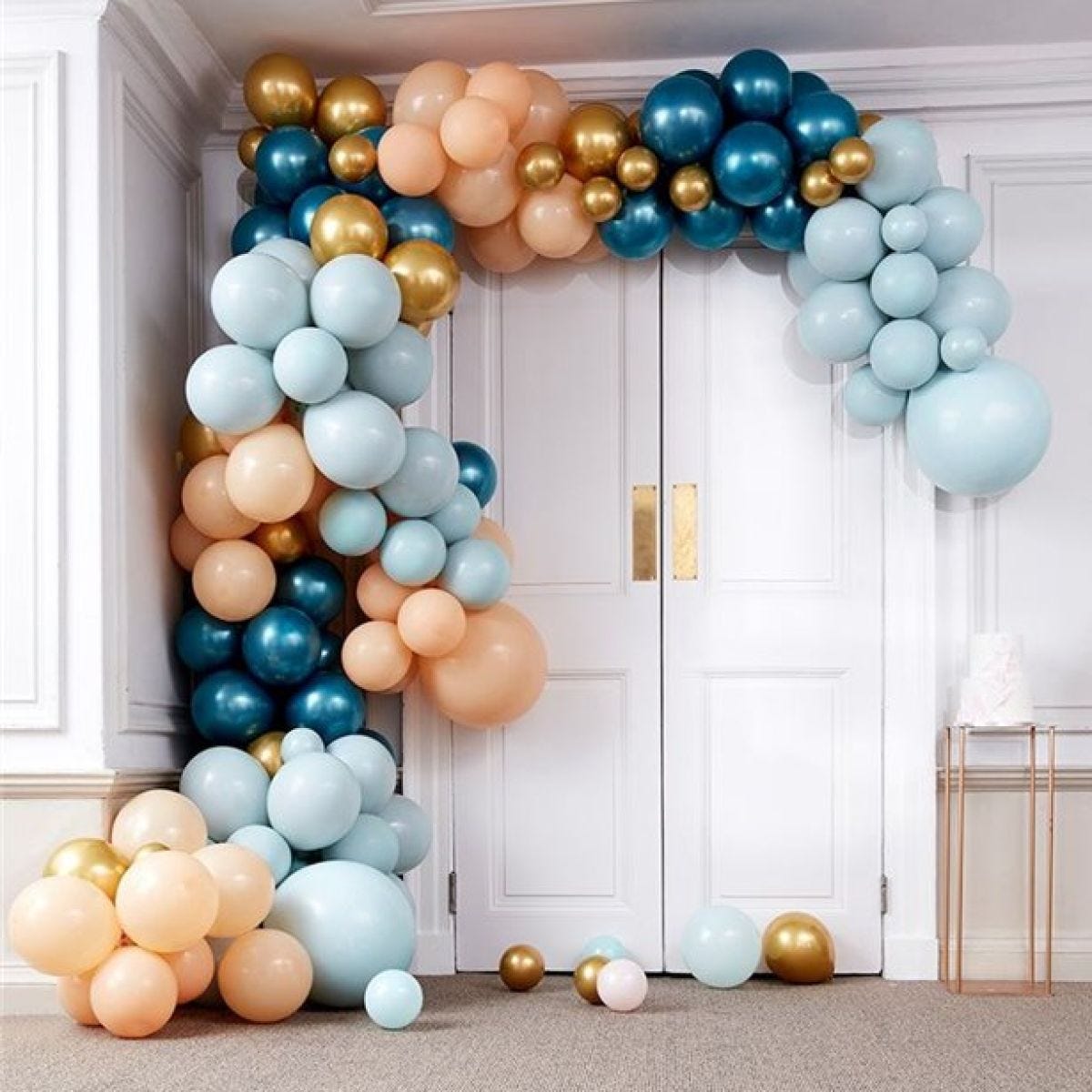 Teal & Gold Chrome Large Balloon Arch DIY Kit - 200 Balloons