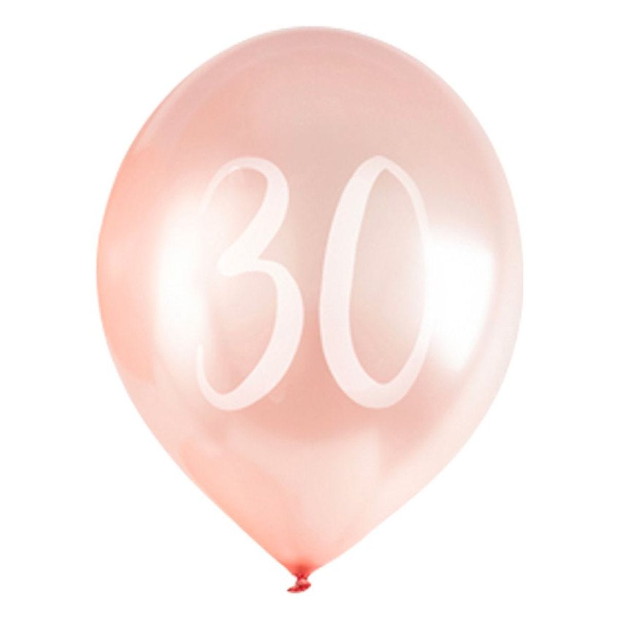 Rose Gold 30th Milestone Balloons - 12" Latex (5pk)