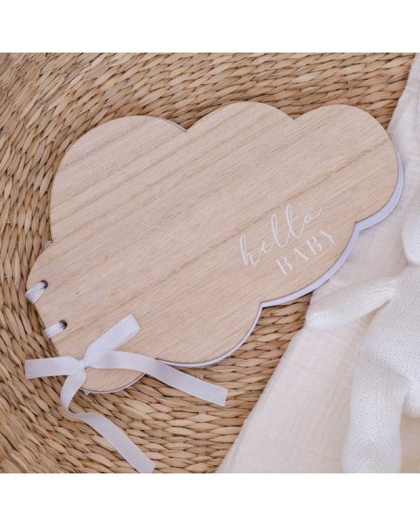 Wooden Hello Baby Cloud Guest Book