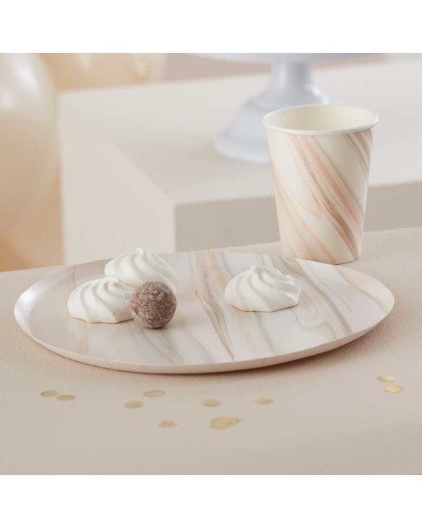 Natural Marble Paper Plates - 25cm (8pk)