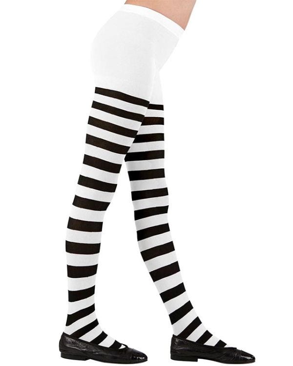 Black &amp; White Striped Tights - 1-3 Years