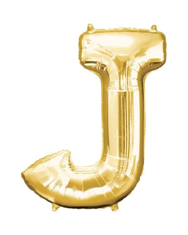 Gold Letter J Balloon - 34&quot; Foil