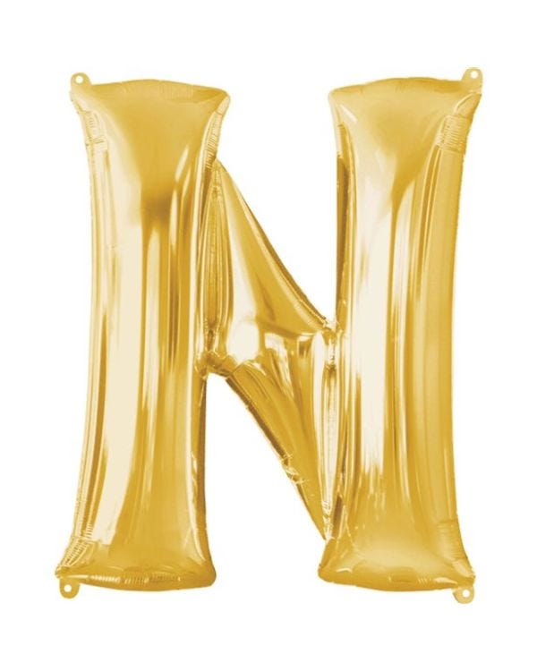 Gold Letter N Balloon - 34&quot; Foil