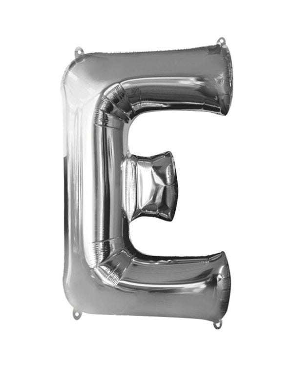 Silver Letter E Balloon - 34&quot; Foil