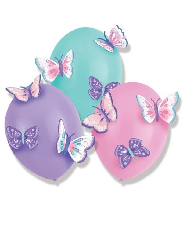 Flutter Butterfly 11&quot; Latex Balloons with add ons (3pk)