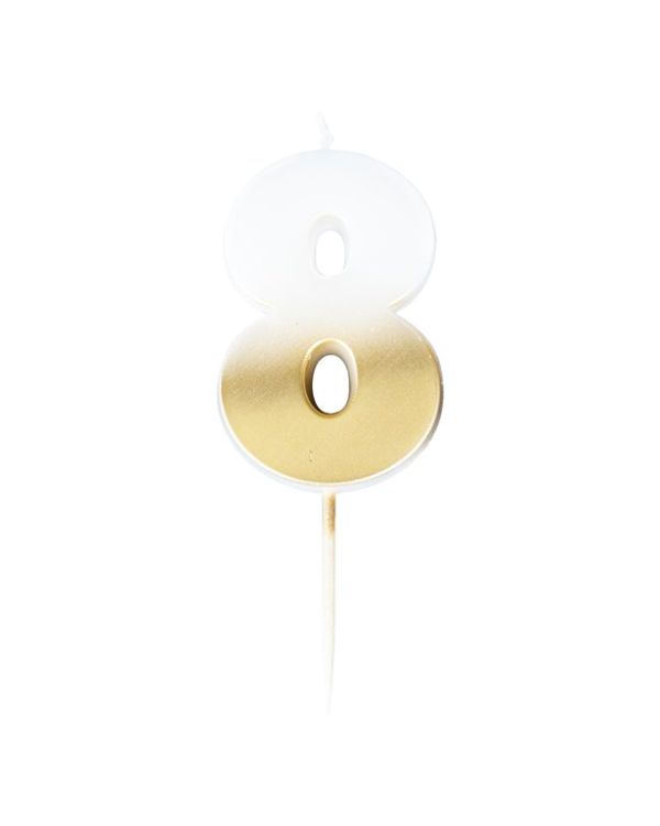 Gold Ombre Number 8 Candle - 5cm