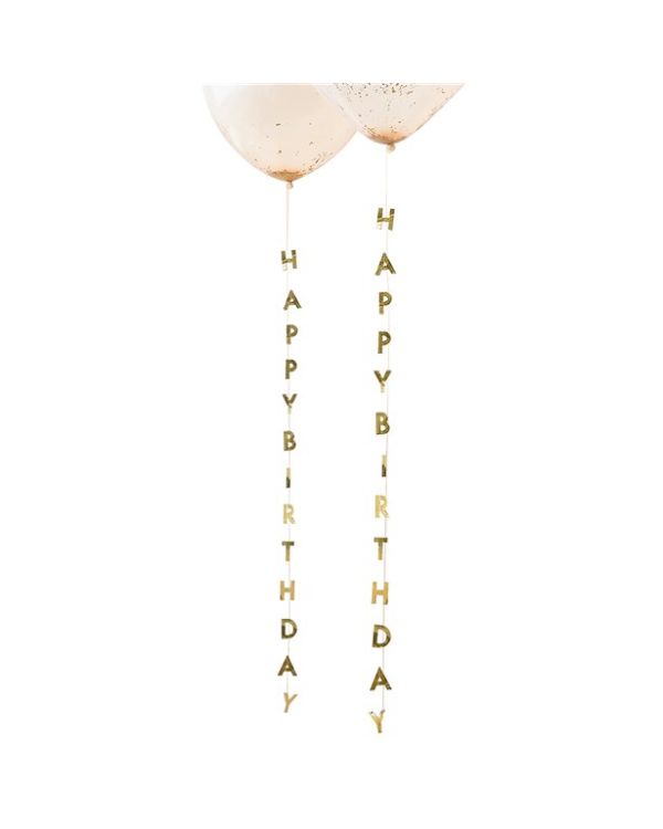 Mix It Up Gold Happy Birthday Foil Balloon Tails - 1m (5pk)