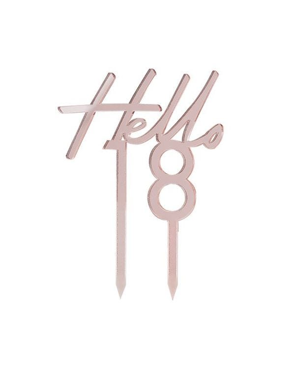 Mix It Up Hello 18 Rose Gold Cake Topper - 13cm x 10cm