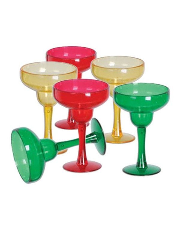 Multi-coloured Plastic Mini Margarita Glasses - 30ml (6pk)