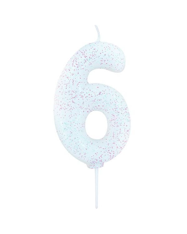 6th Birthday Candle - Iridescent 7cm