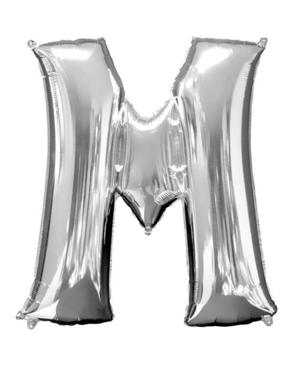 Silver Letter M Balloon - 34&quot; Foil