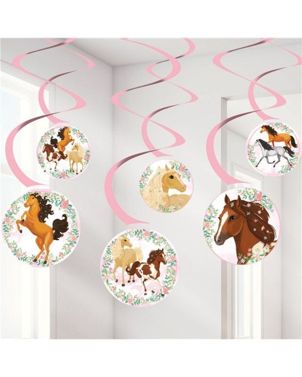 Beautiful Horses Hanging Swirl Decorations (6pk)