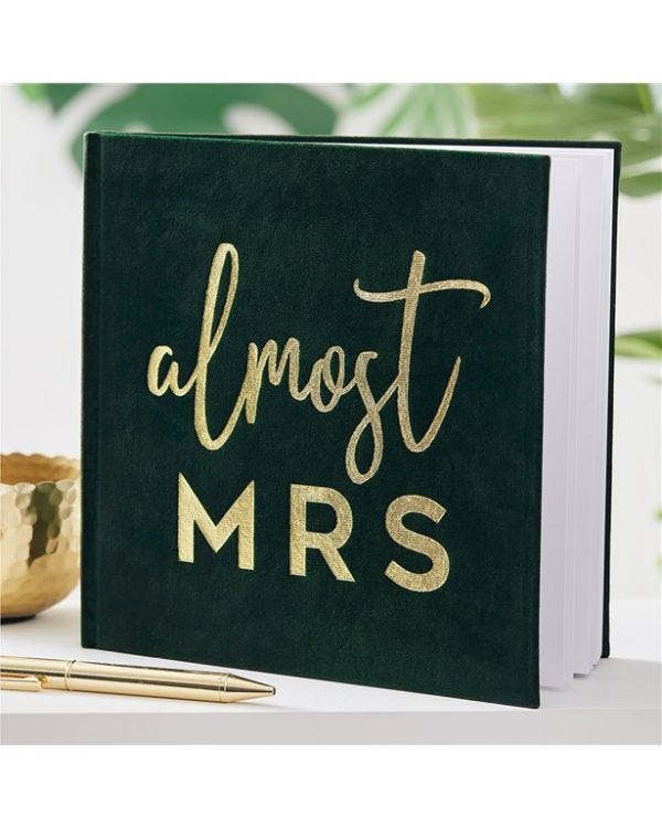 Botanical Hen Party Green Velvet Guest Book