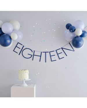 Blue Eighteen Paper Banner with Latex Balloons - 1.5m
