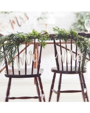 Wooden Mr and Mrs Wedding Chair Signs