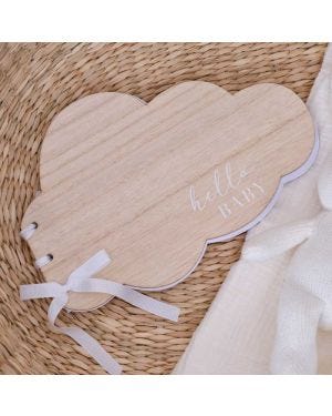 Wooden Hello Baby Cloud Guest Book