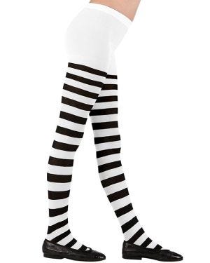 Black &amp; White Striped Tights - 4-6 Years